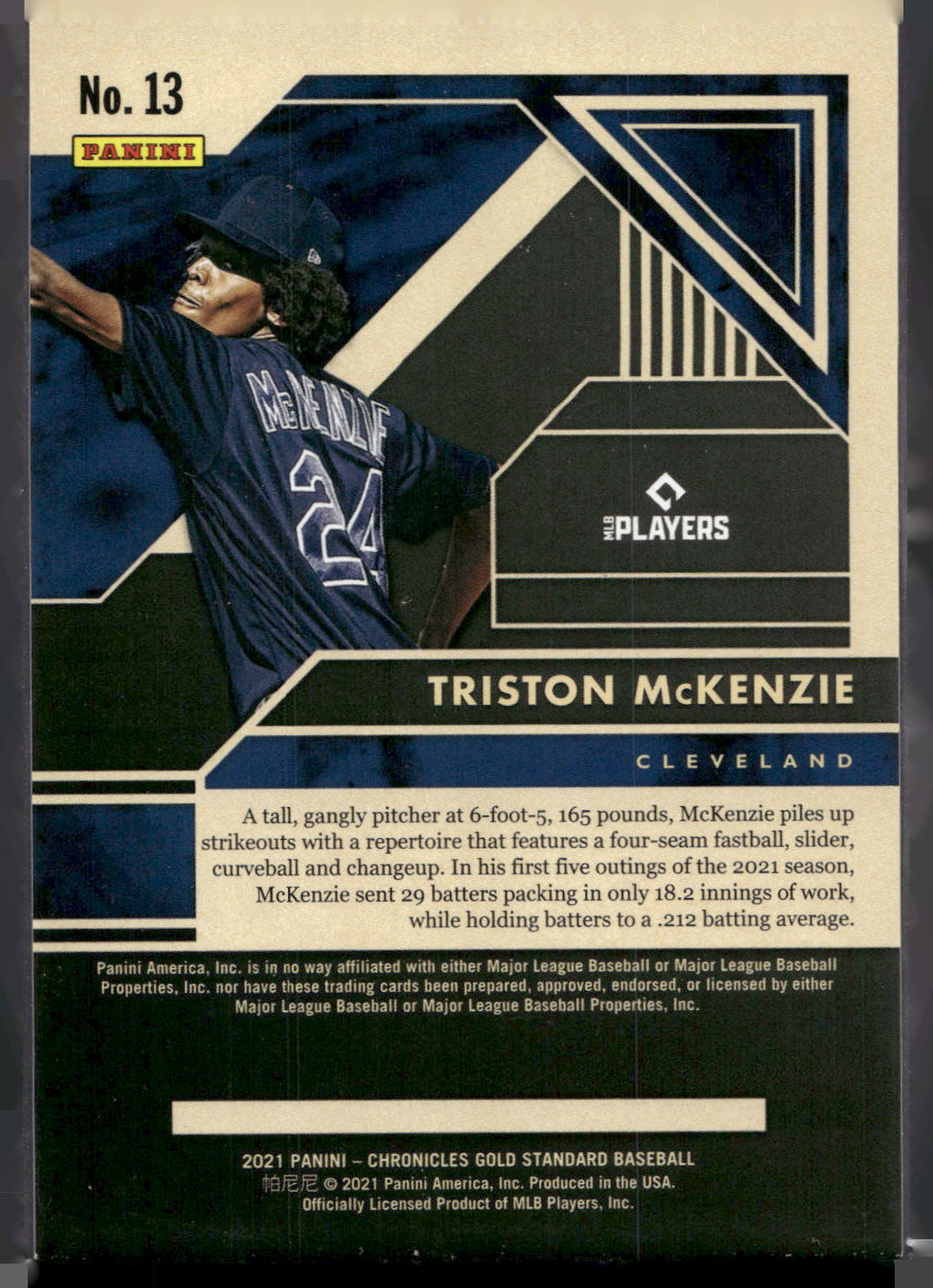2021 Panini Chronicles #13 Triston McKenzie Gold Standard