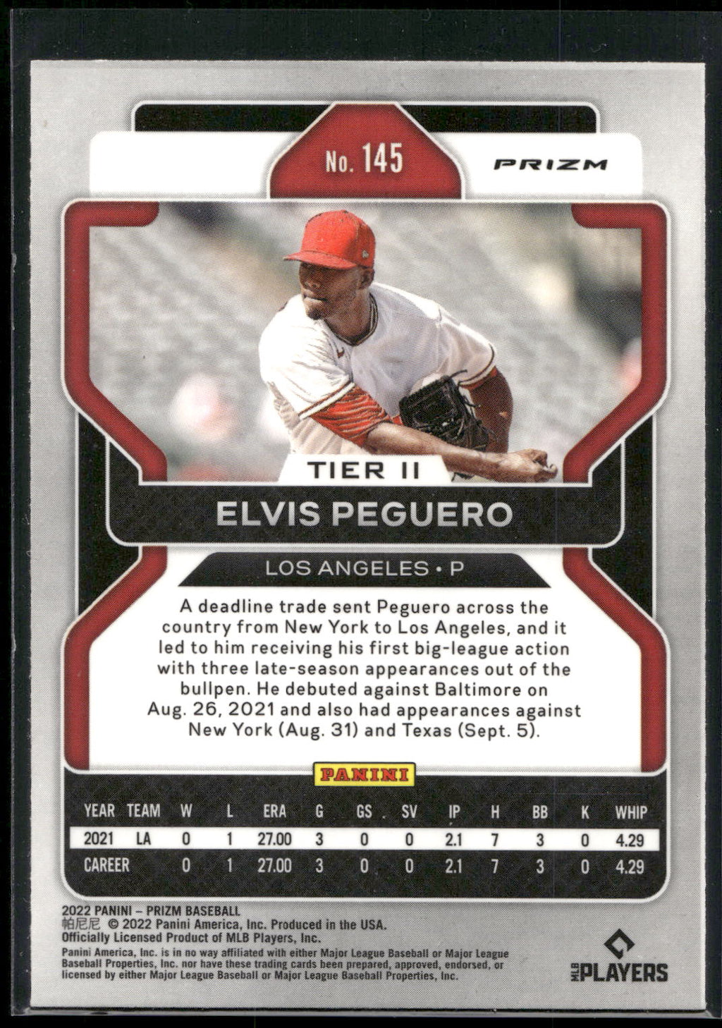 2022 Panini Prizm #145 Elvis Peguero White Wave Prizm