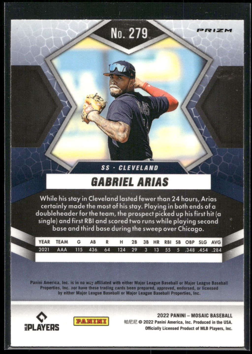 2022 Panini Mosaic #279 Gabriel Arias Green Mosaic