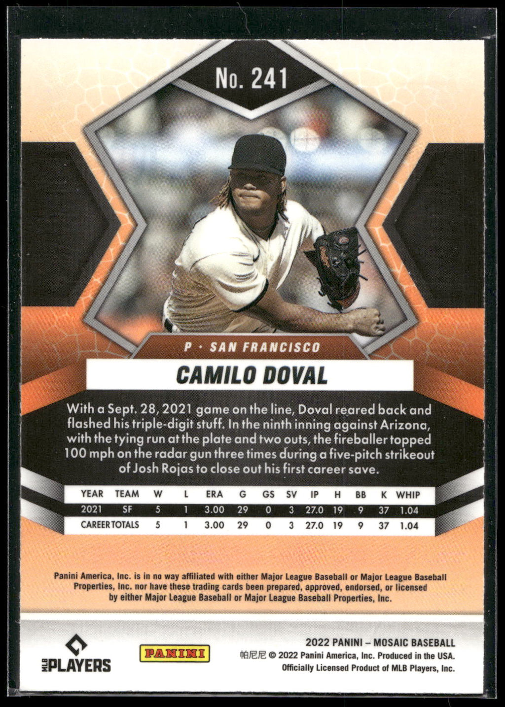 2022 Panini Mosaic #241 Camilo Doval