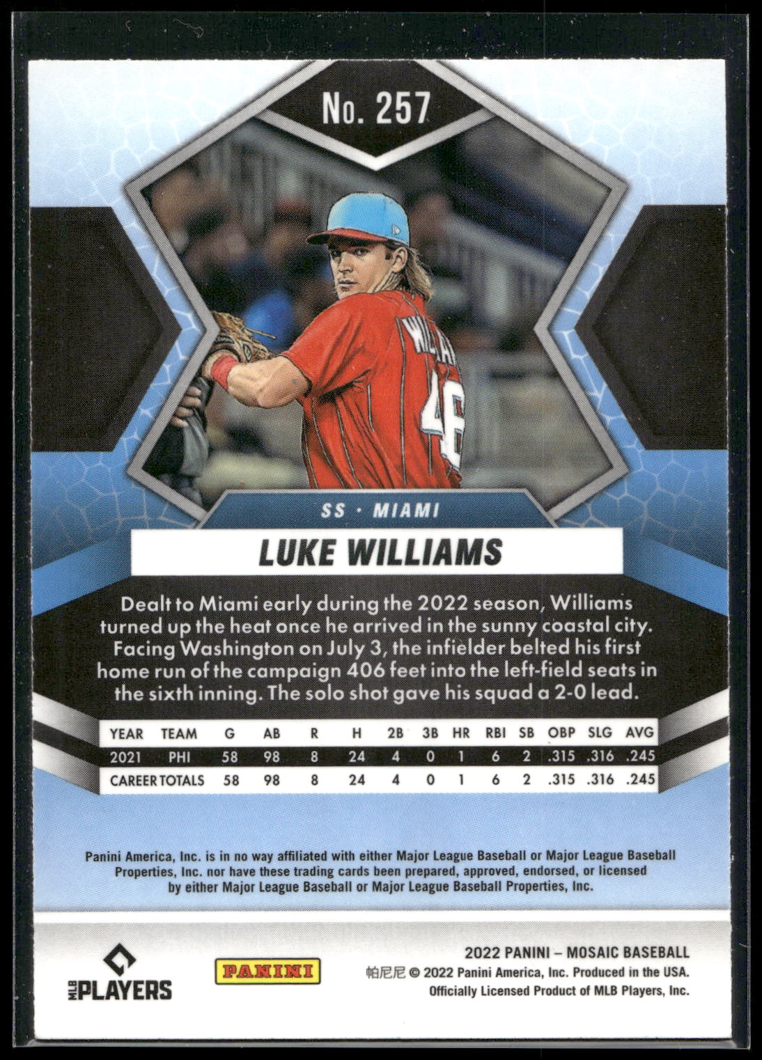 2022 Panini Mosaic #257 Luke Williams