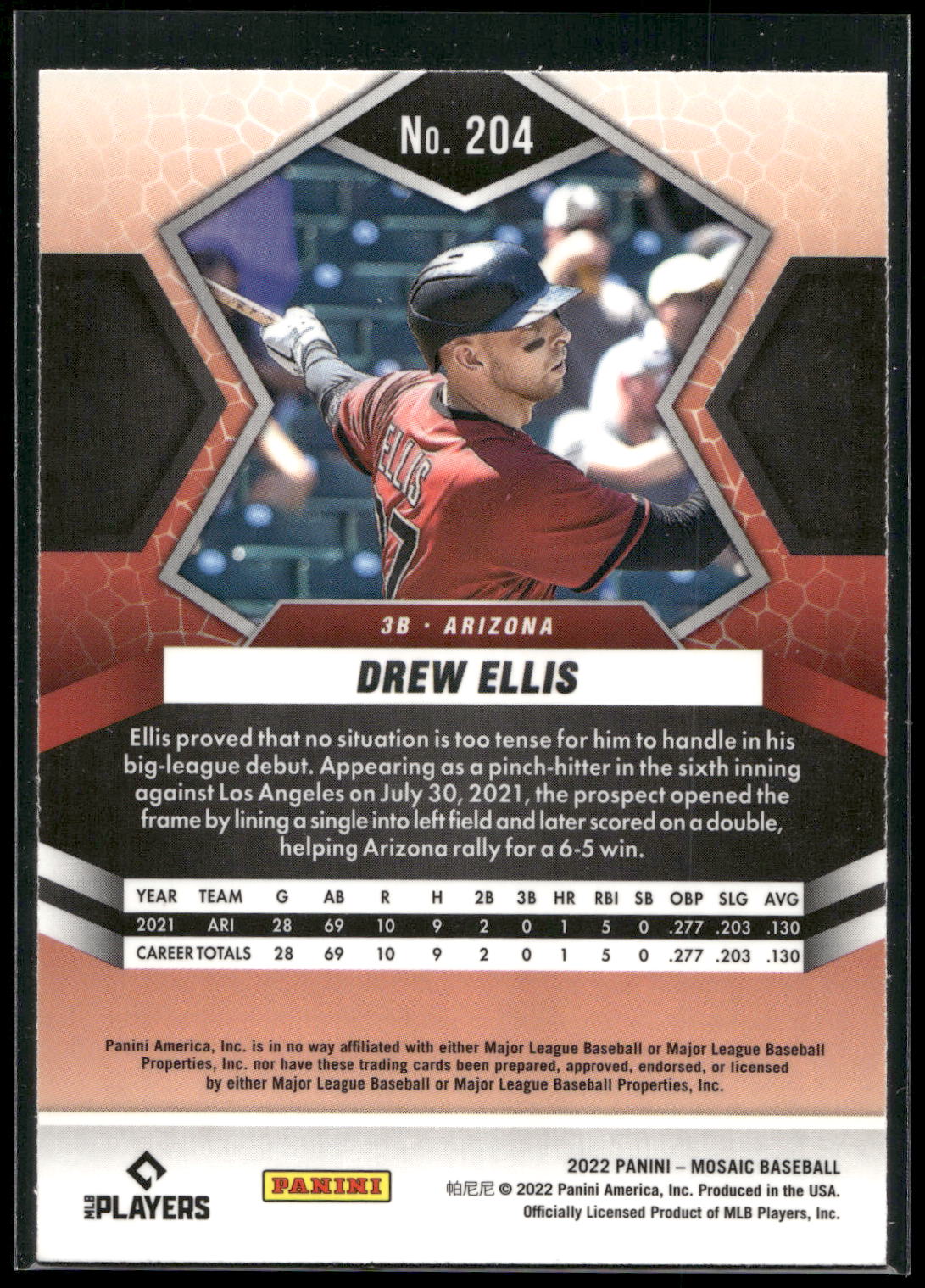 2022 Panini Mosaic #204 Drew Ellis