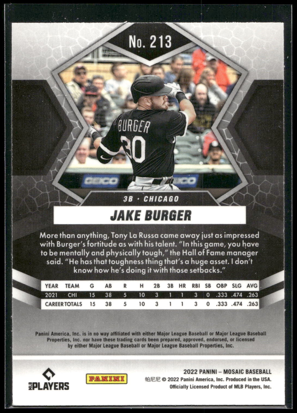 2022 Panini Mosaic #213 Jake Burger