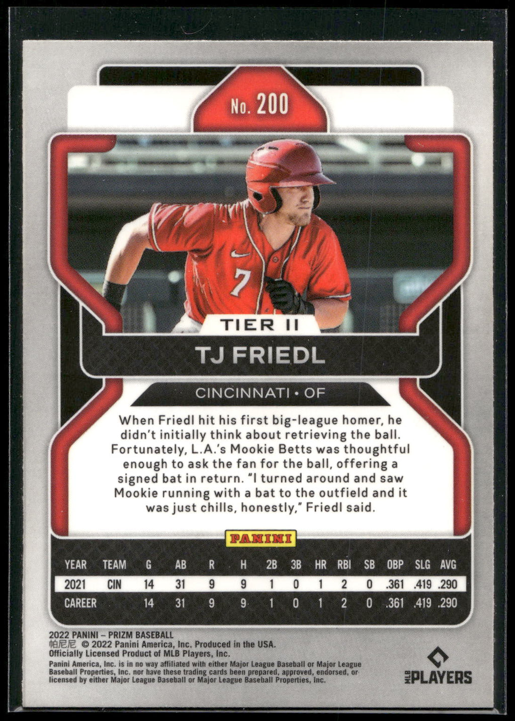 2022 Panini Prizm #200 TJ Friedl