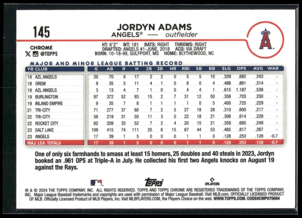 2024 Topps Chrome #145 Jordyn Adams