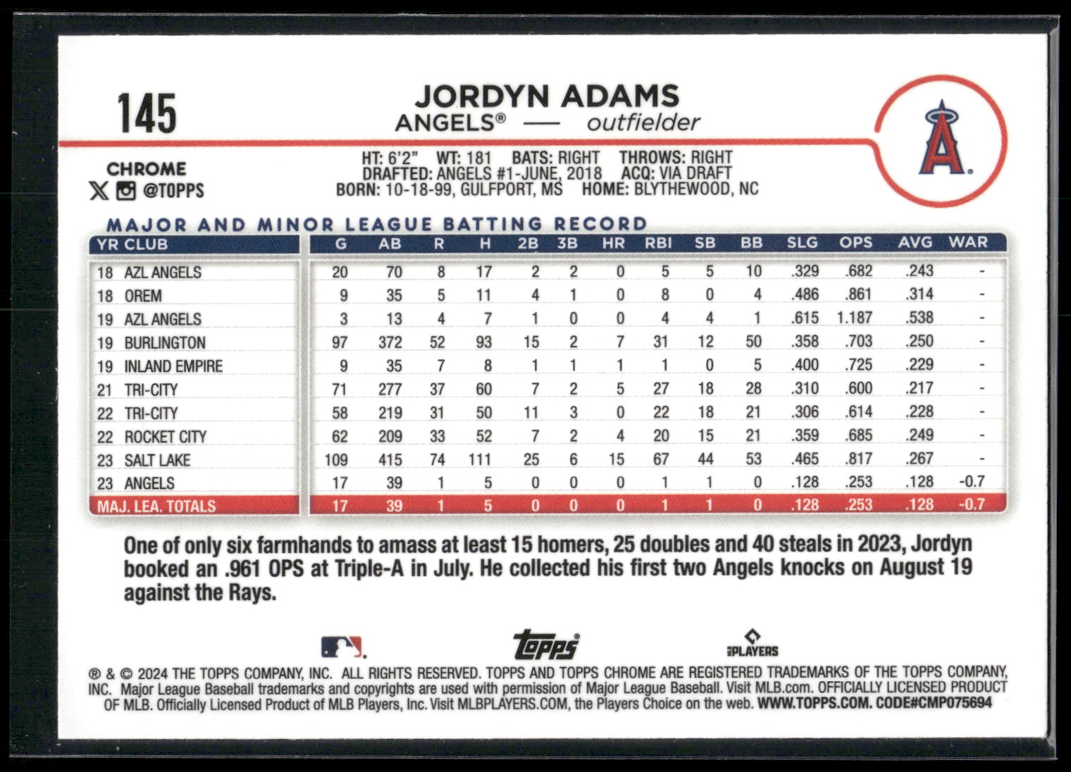 2024 Topps Chrome #145 Jordyn Adams
