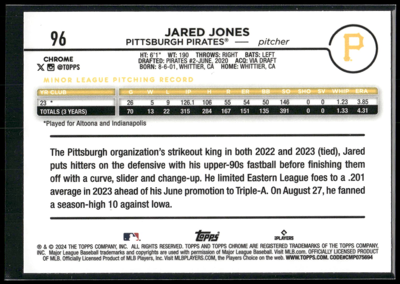 2024 Topps Chrome #96 Jared Jones