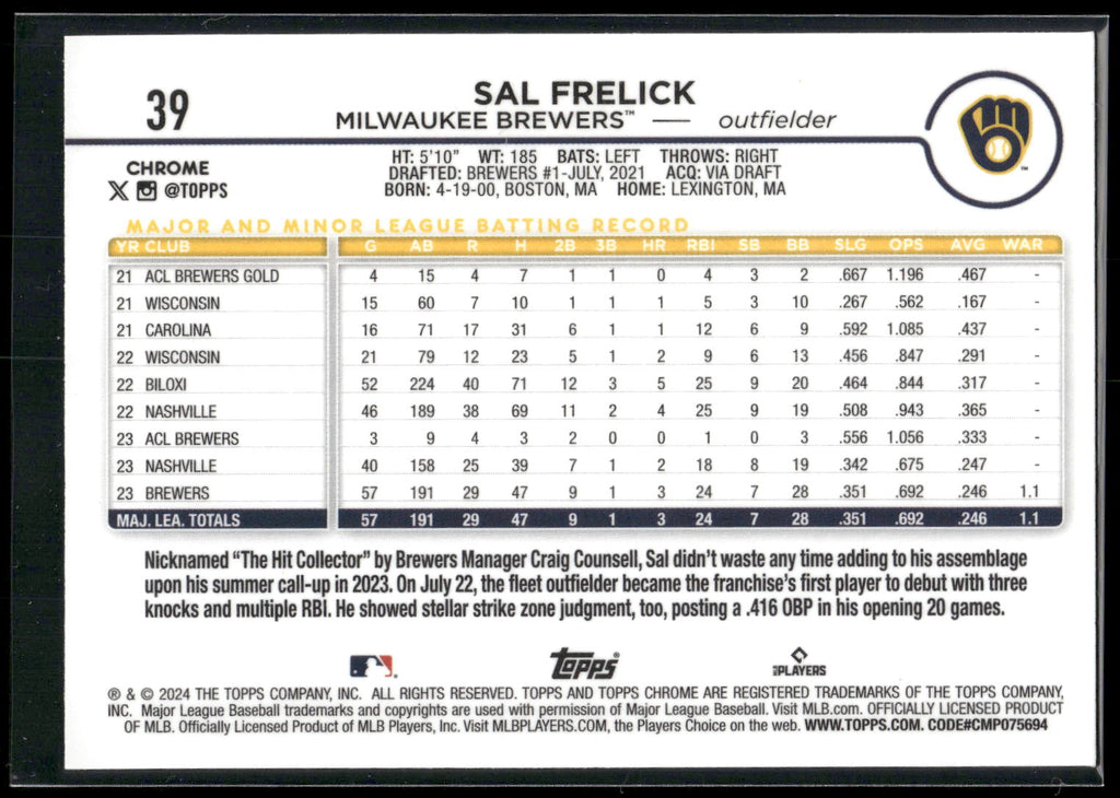 2024 Topps Chrome #39 Sal Frelick