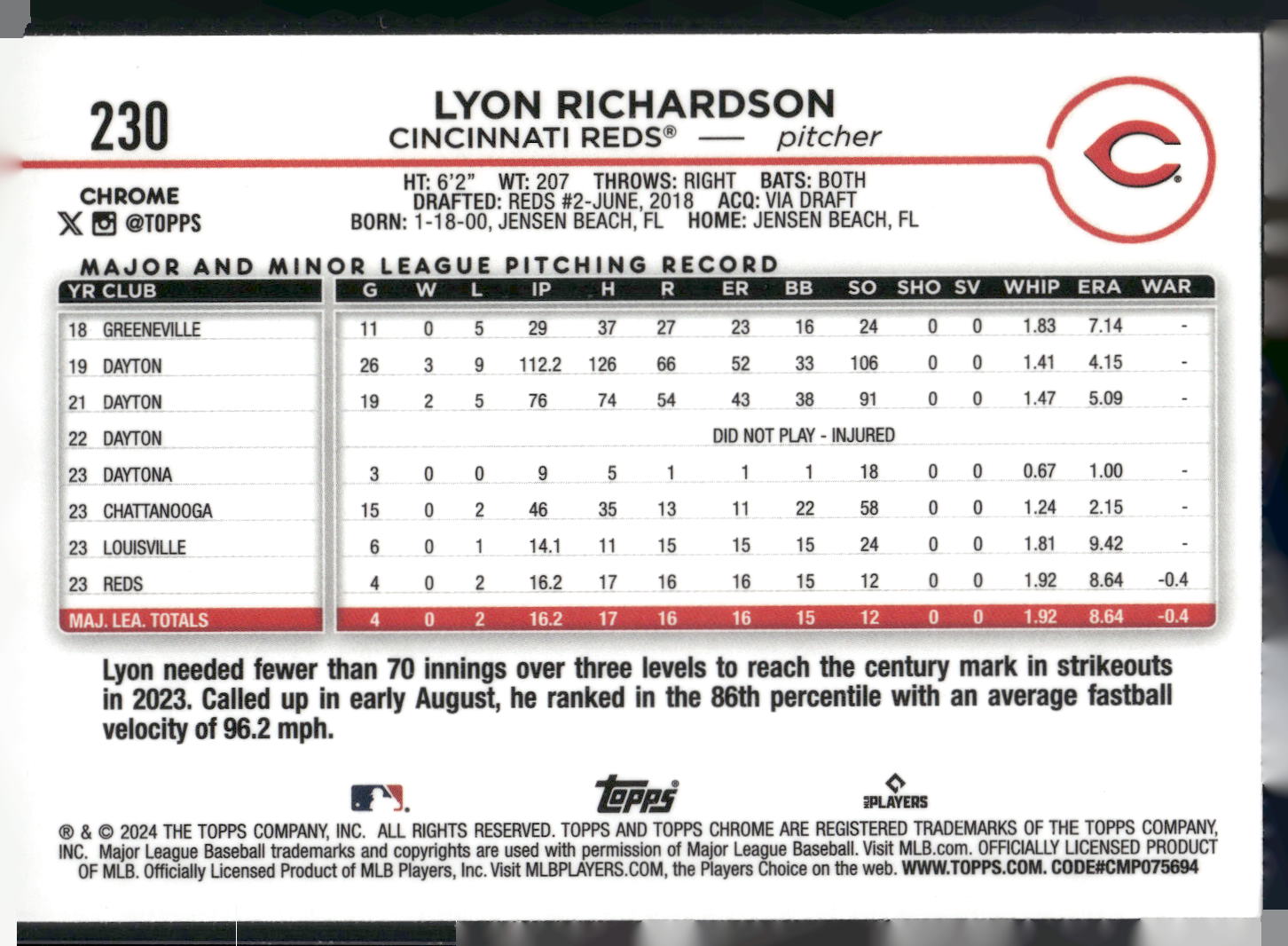 2024 Topps Chrome #230 Lyon Richardson