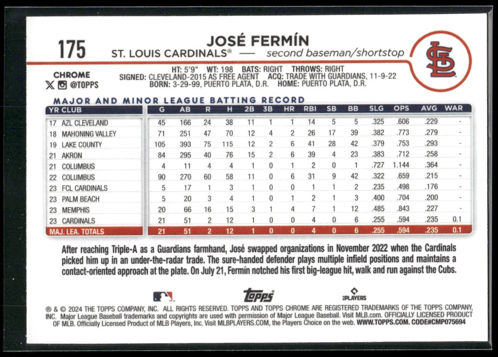 2024 Topps Chrome #175 José Fermín