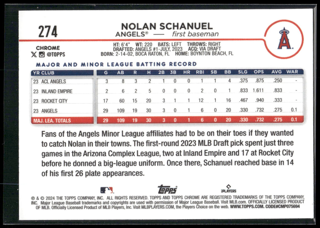 2024 Topps Chrome #274 Nolan Schanuel