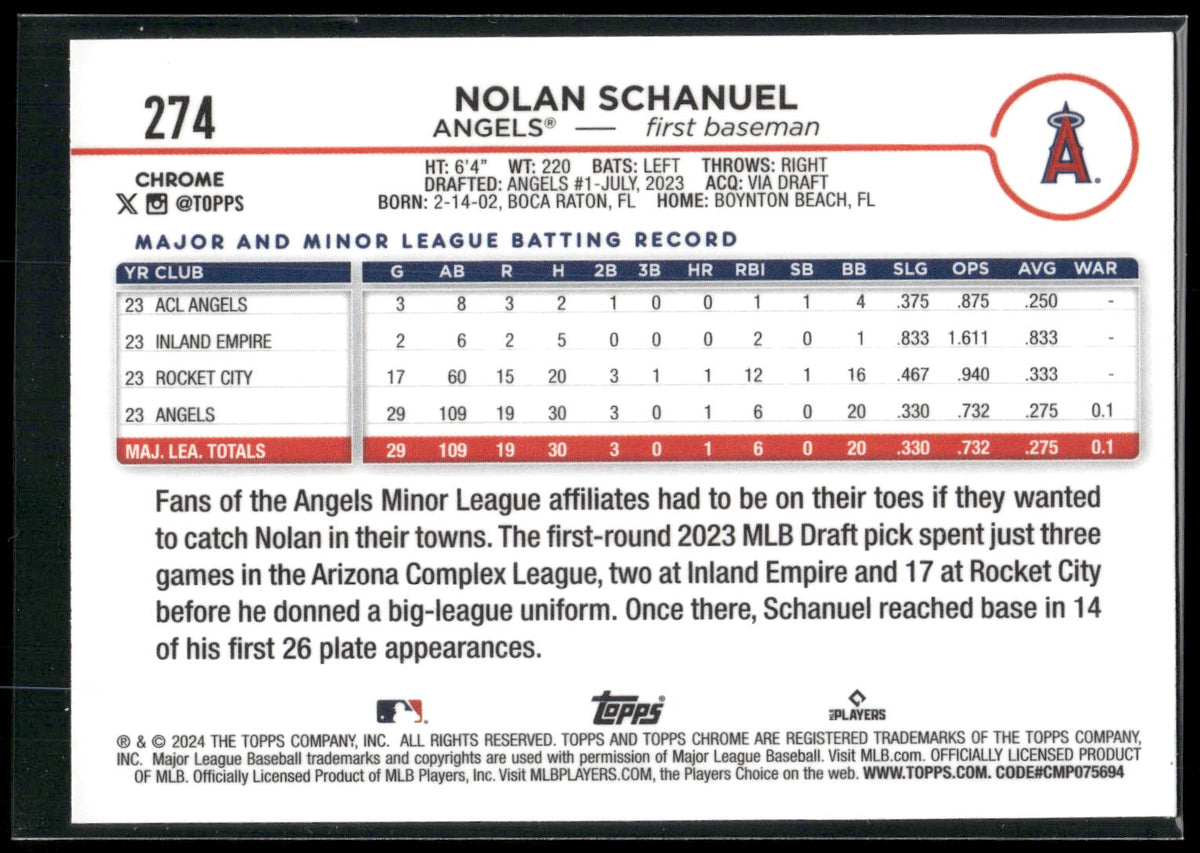 2024 Topps Chrome #274 Nolan Schanuel