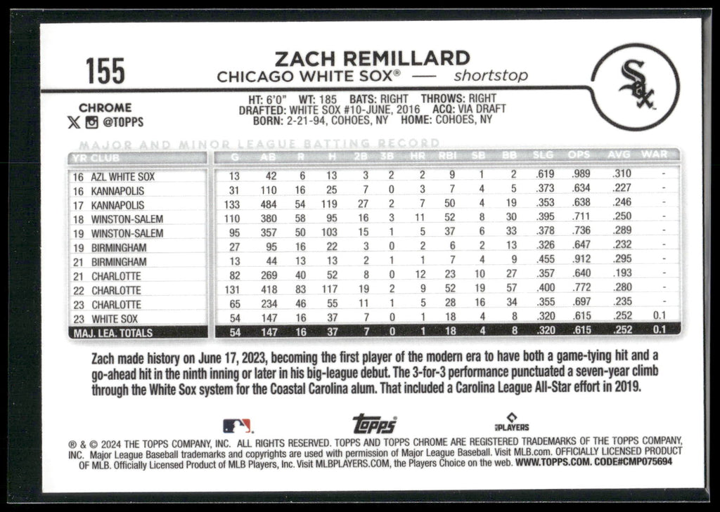 2024 Topps Chrome #155 Zach Remillard