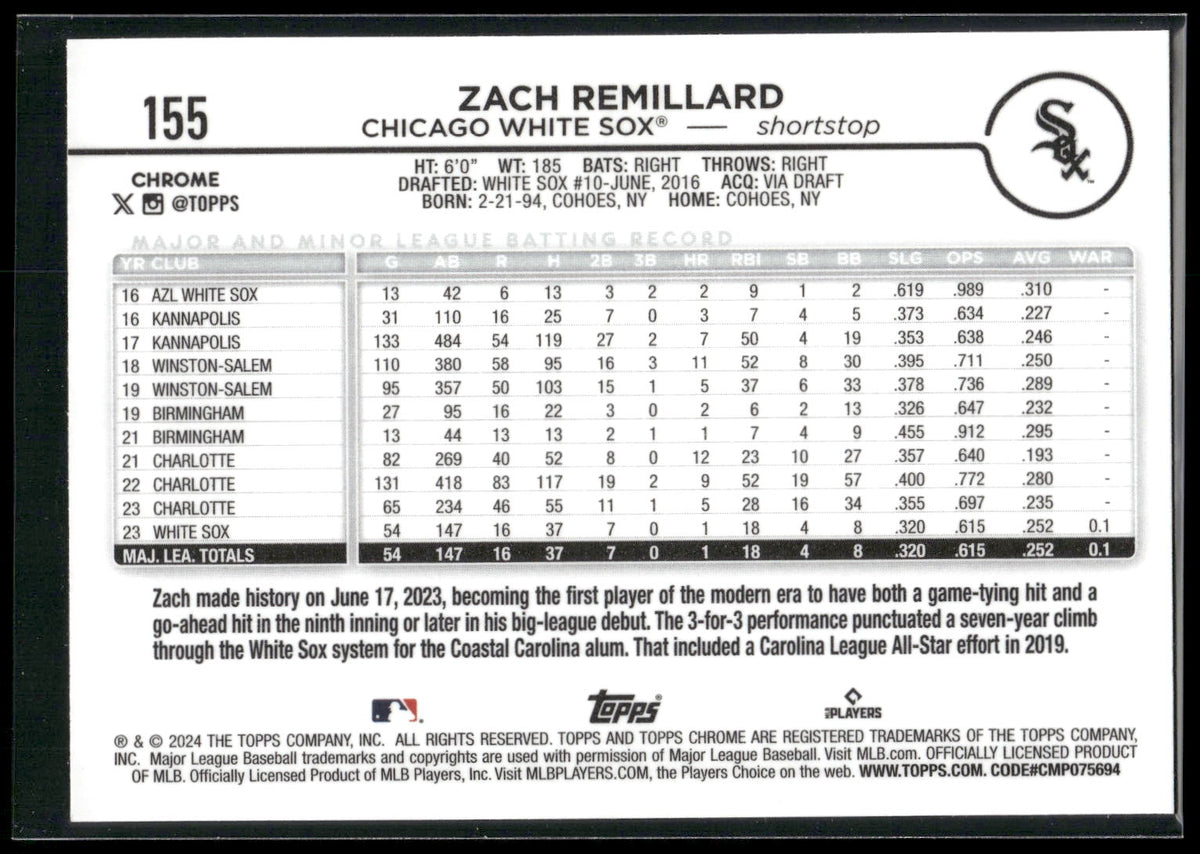 2024 Topps Chrome #155 Zach Remillard