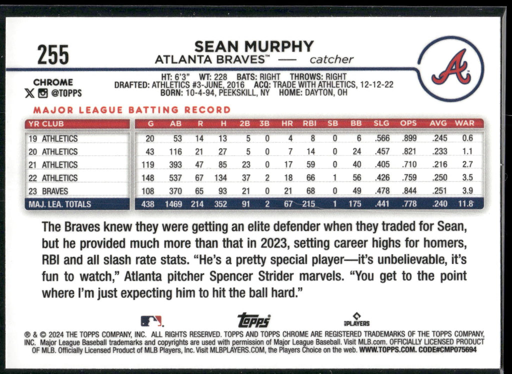 2024 Topps Chrome #255 Sean Murphy