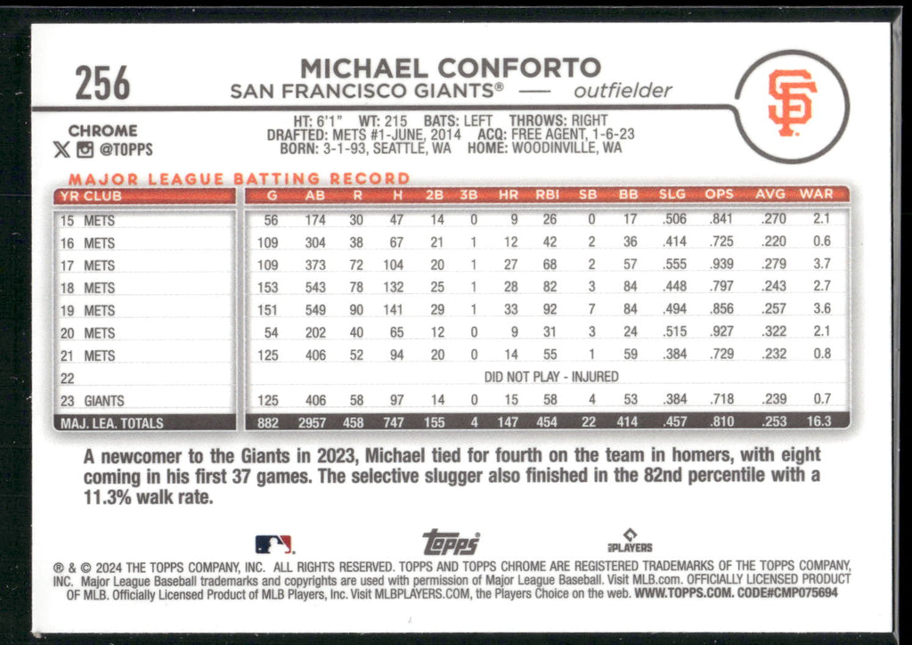 2024 Topps Chrome #256 Michael Conforto
