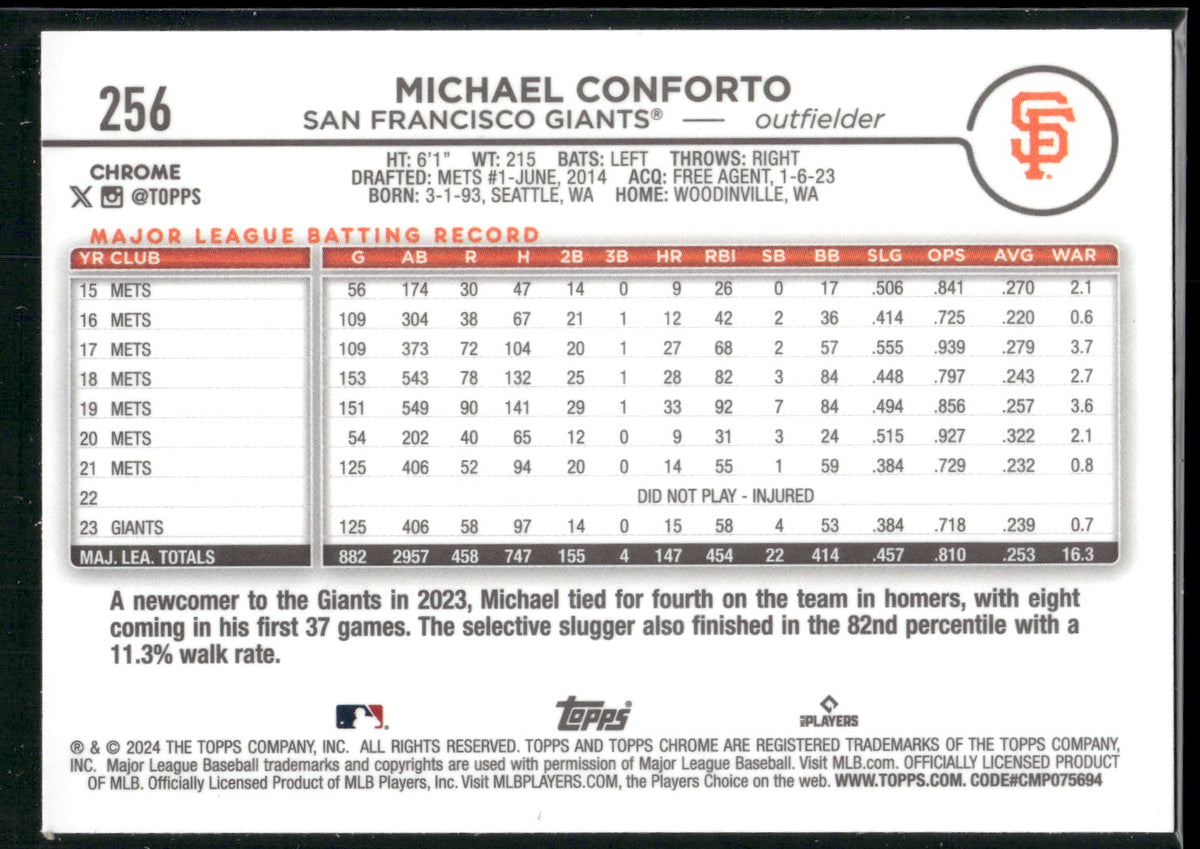2024 Topps Chrome #256 Michael Conforto