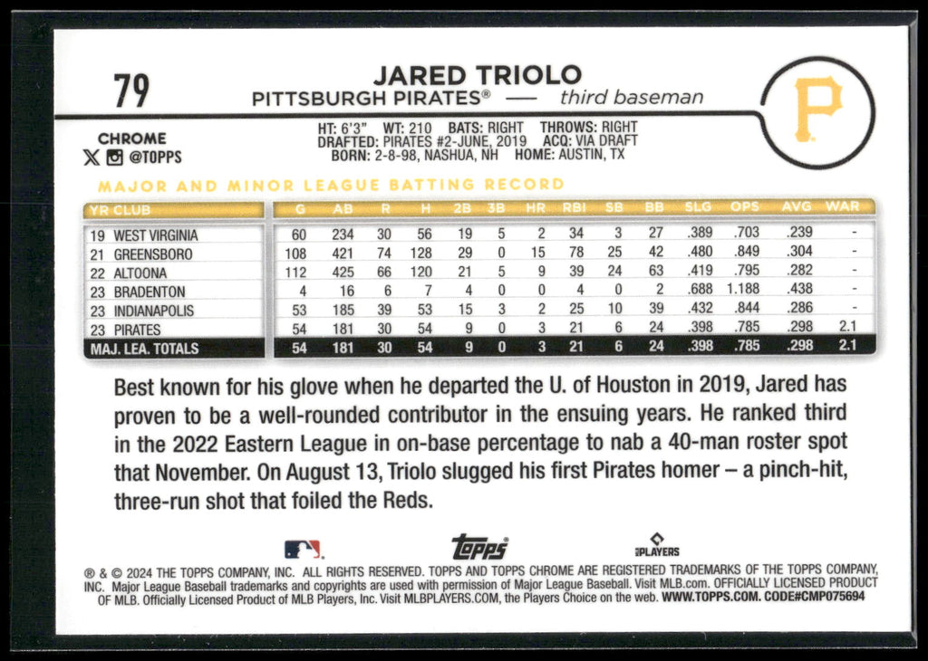 2024 Topps Chrome #79 Jared Triolo