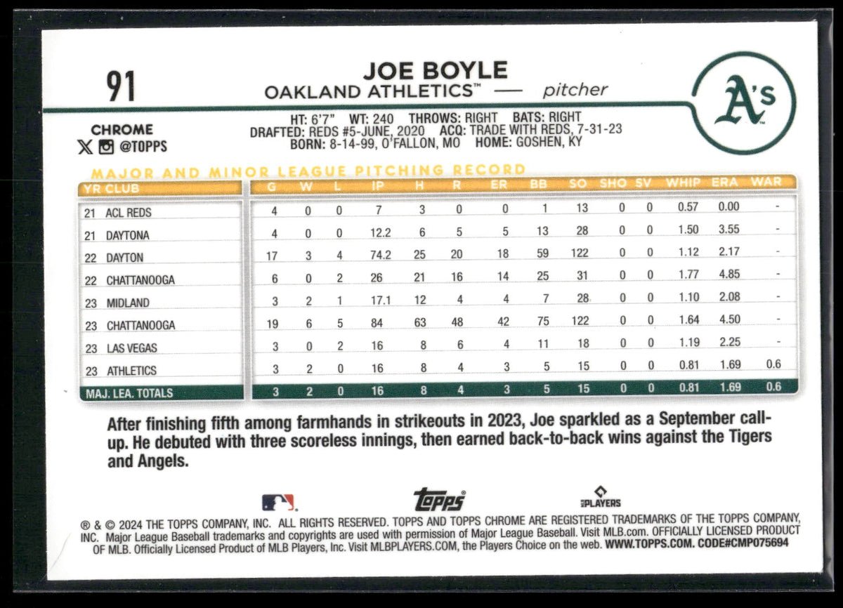 2024 Topps Chrome #91 Joe Boyle