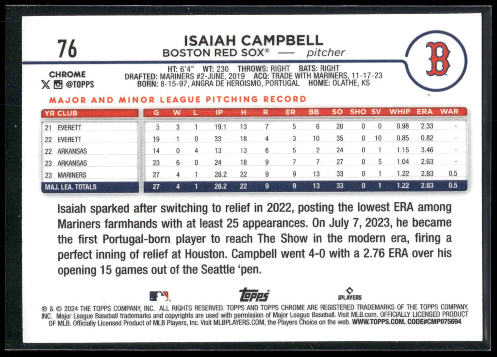 2024 Topps Chrome #76 Isaiah Campbell