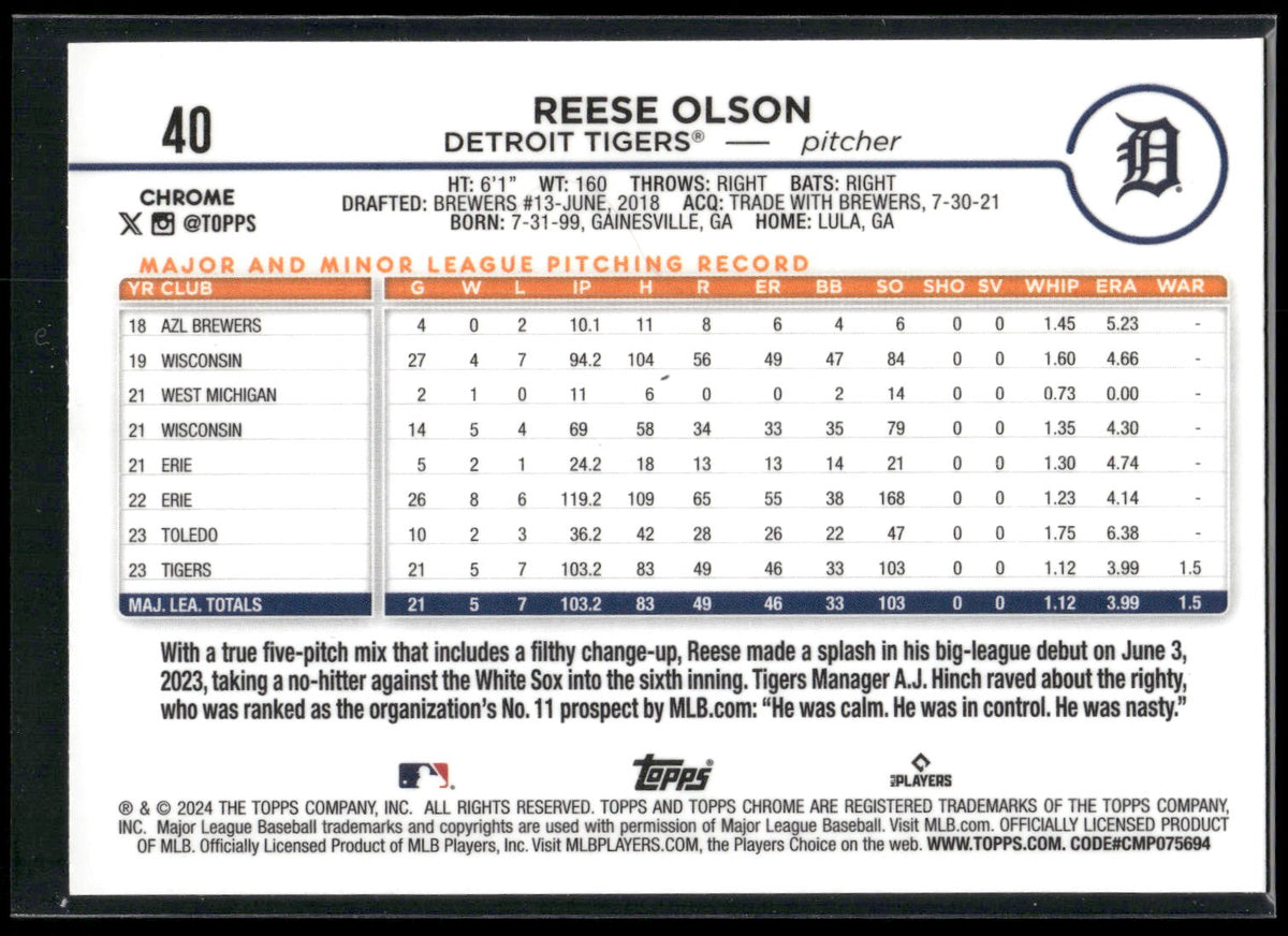 2024 Topps Chrome #40 Reese Olson