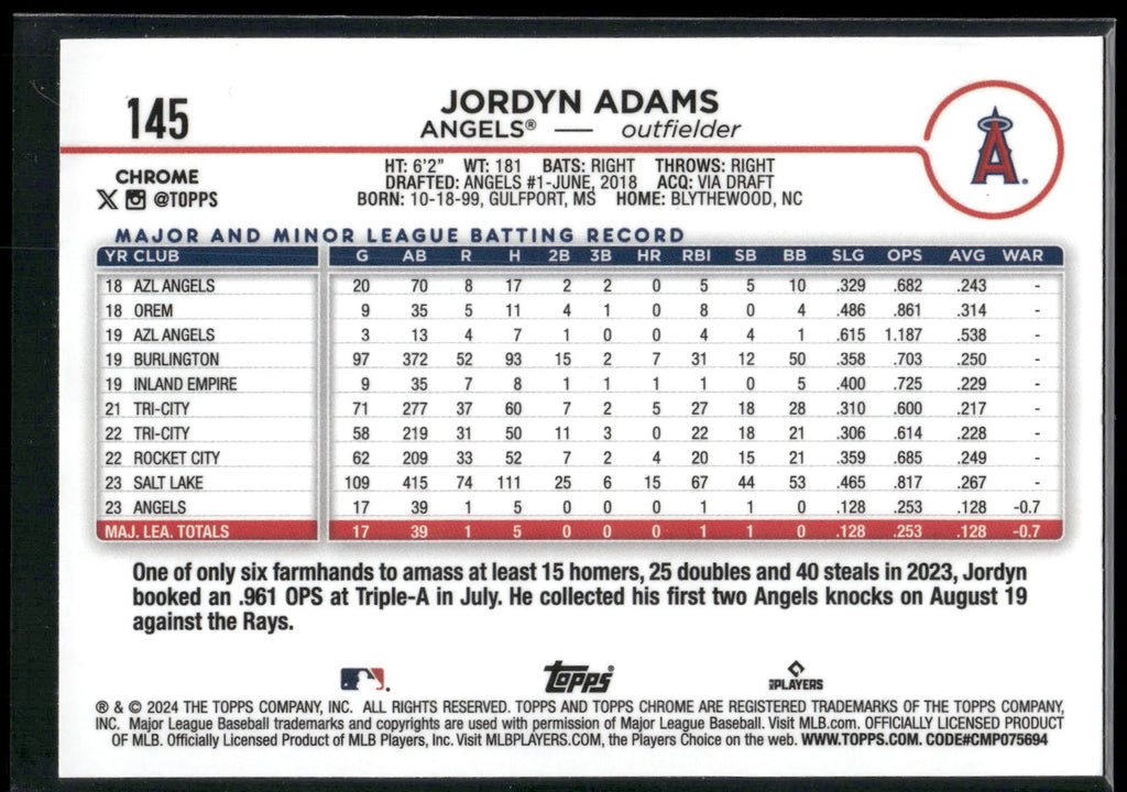 2024 Topps Chrome #145 Jordyn Adams