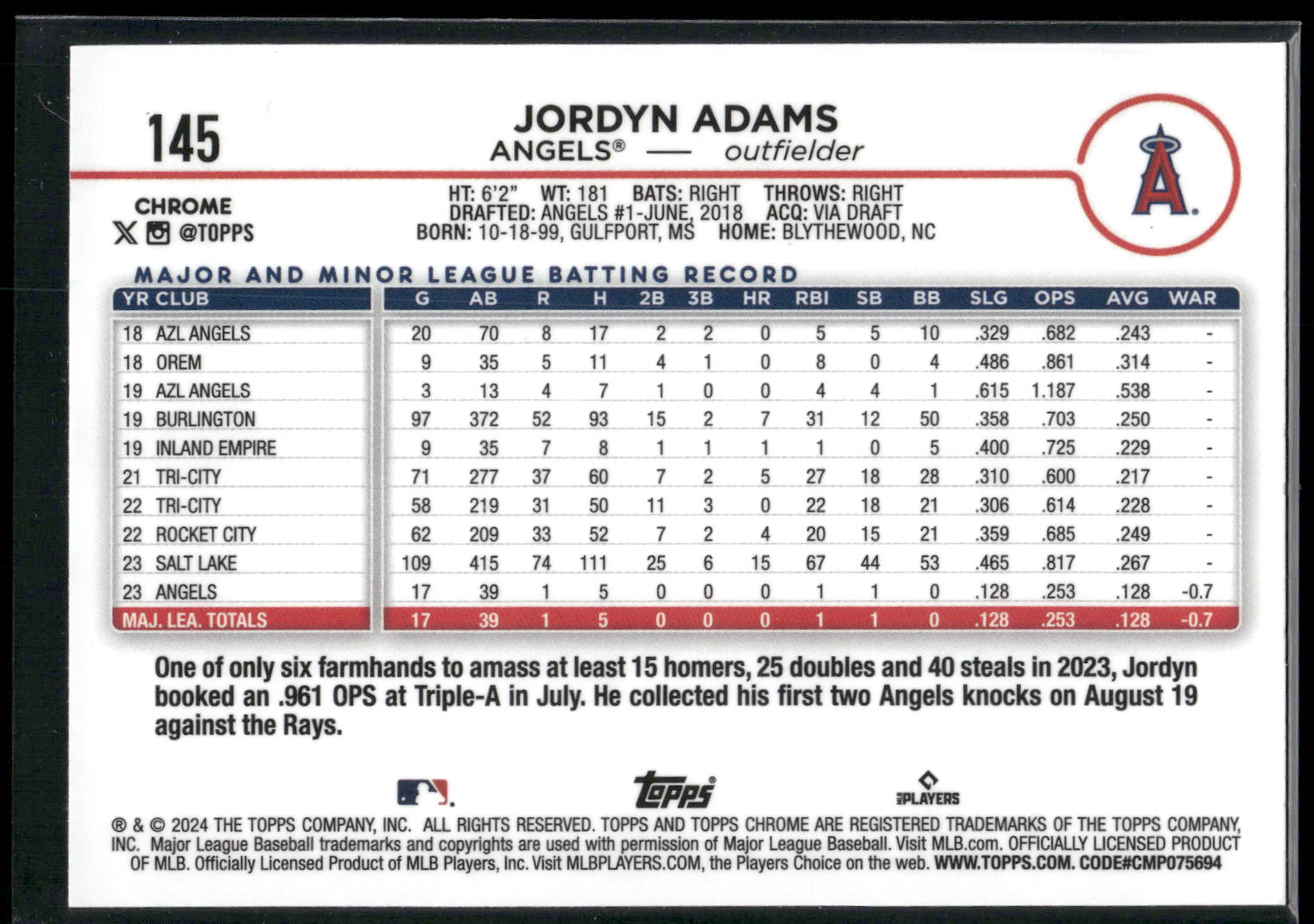2024 Topps Chrome #145 Jordyn Adams