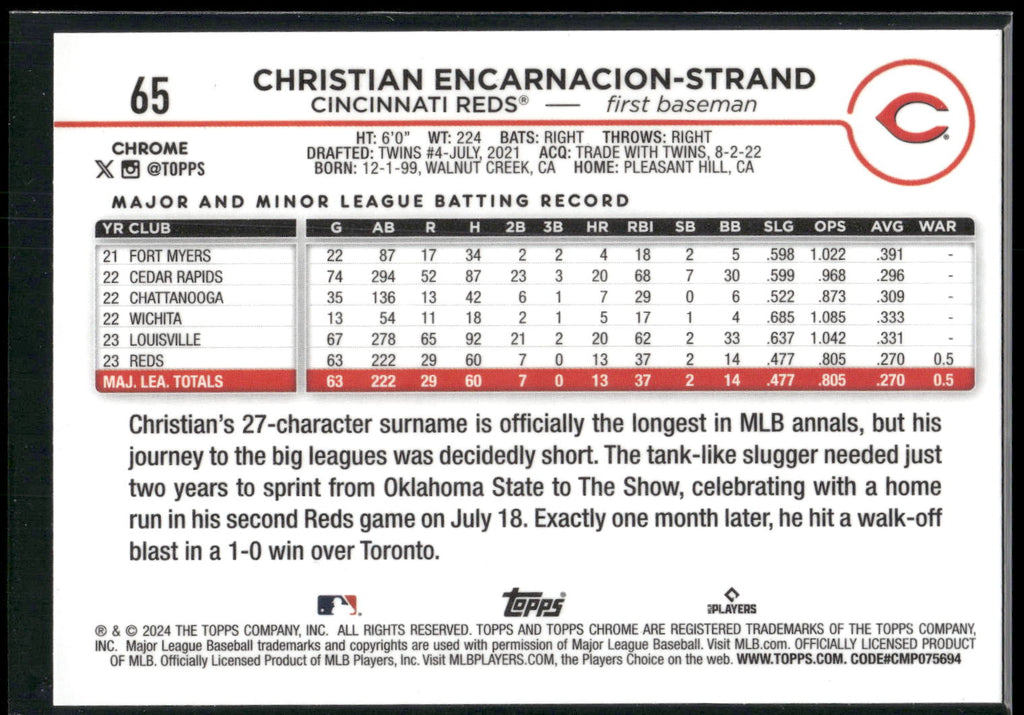 2024 Topps Chrome #65 Christian Encarnacion-Strand