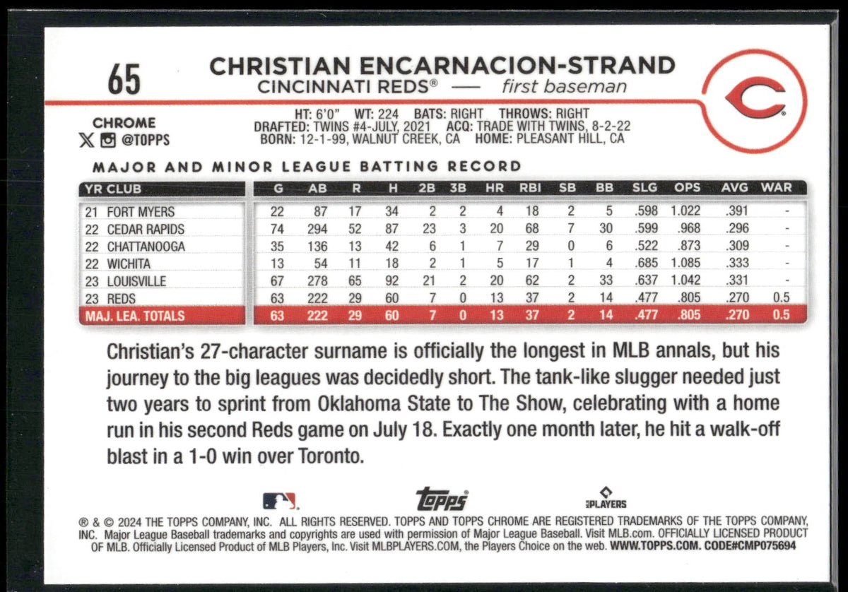 2024 Topps Chrome #65 Christian Encarnacion-Strand