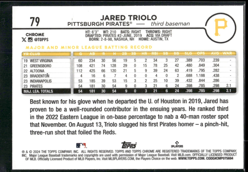 2024 Topps Chrome #79 Jared Triolo