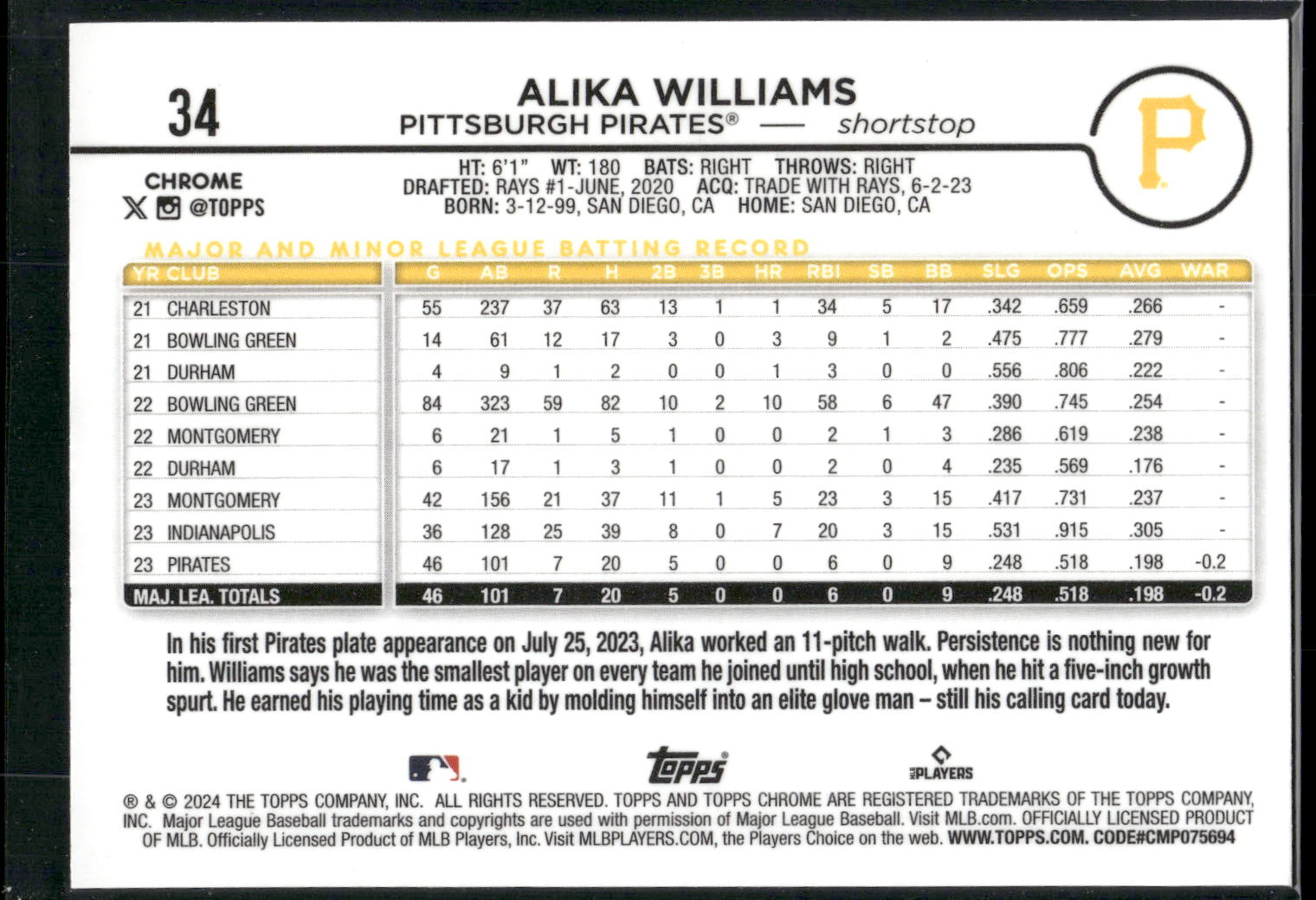 2024 Topps Chrome #34 Alika Williams