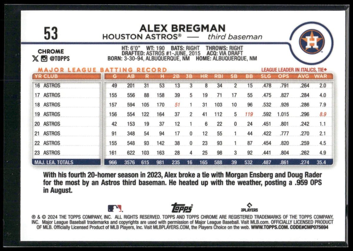 2024 Topps Chrome #53 Alex Bregman