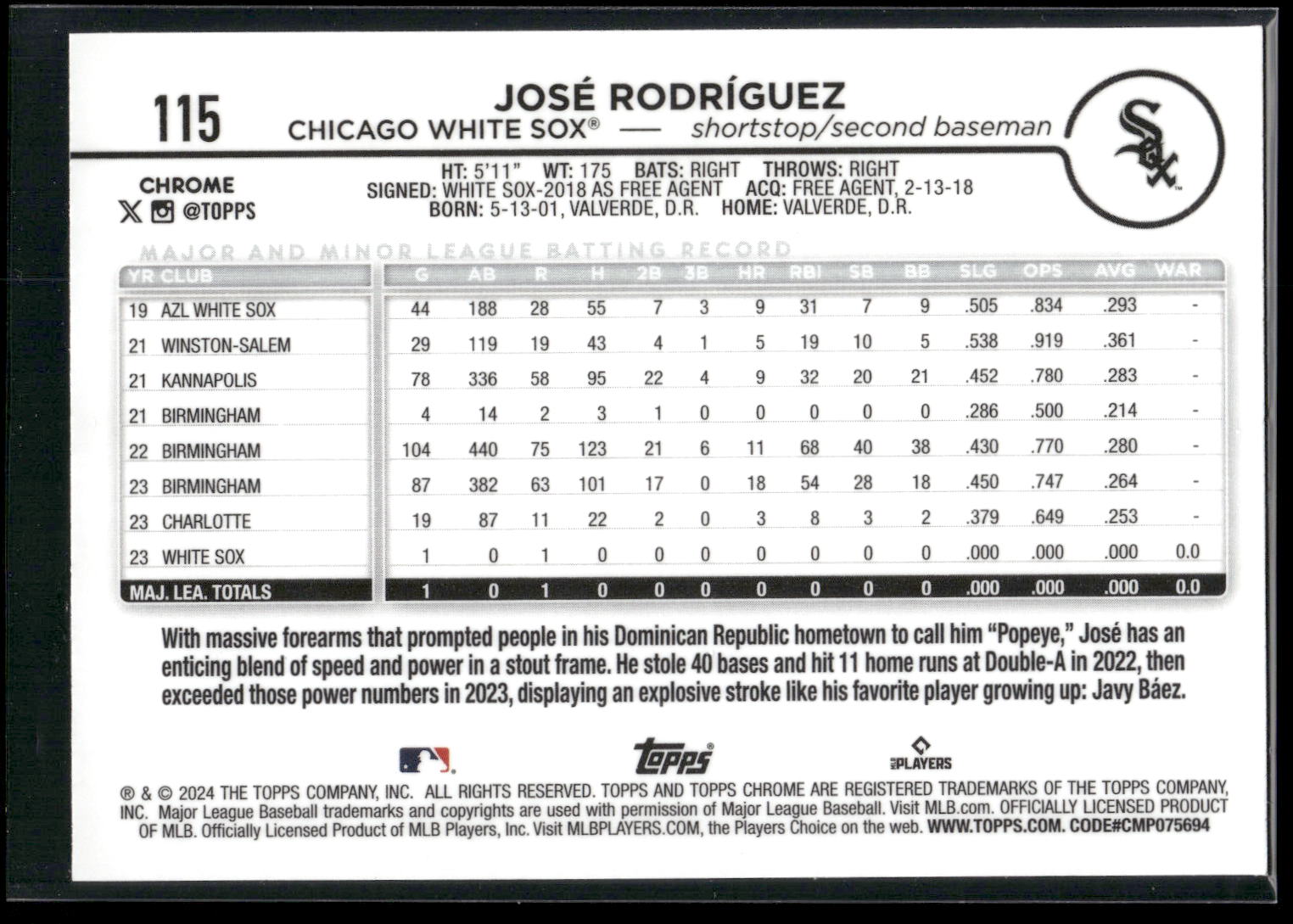 2024 Topps Chrome #115 José Rodríguez