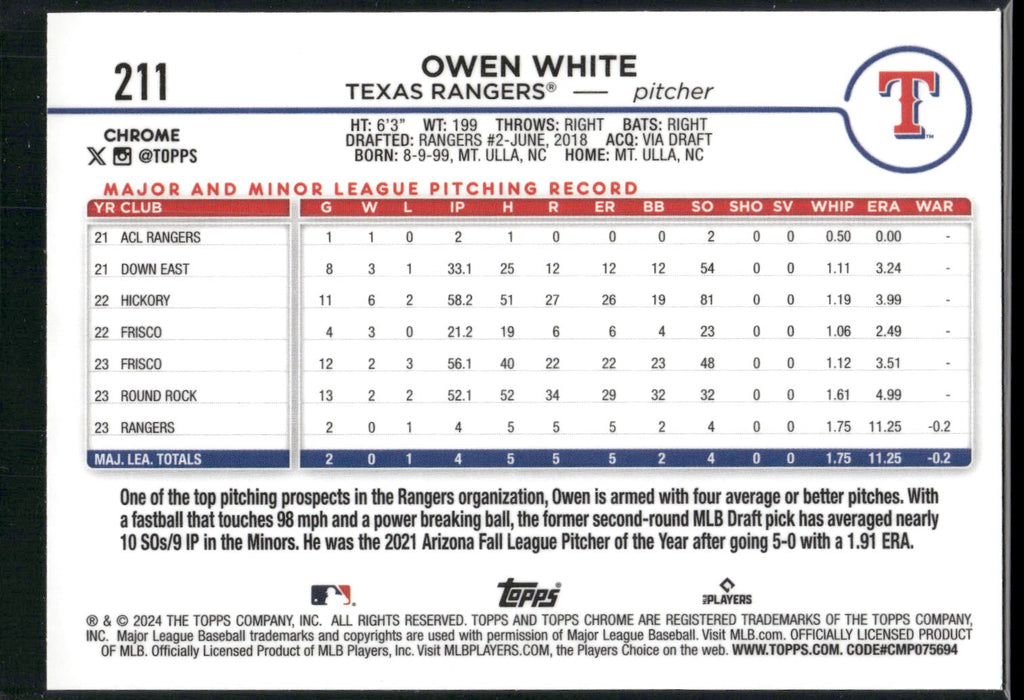 2024 Topps Chrome #211 Owen White