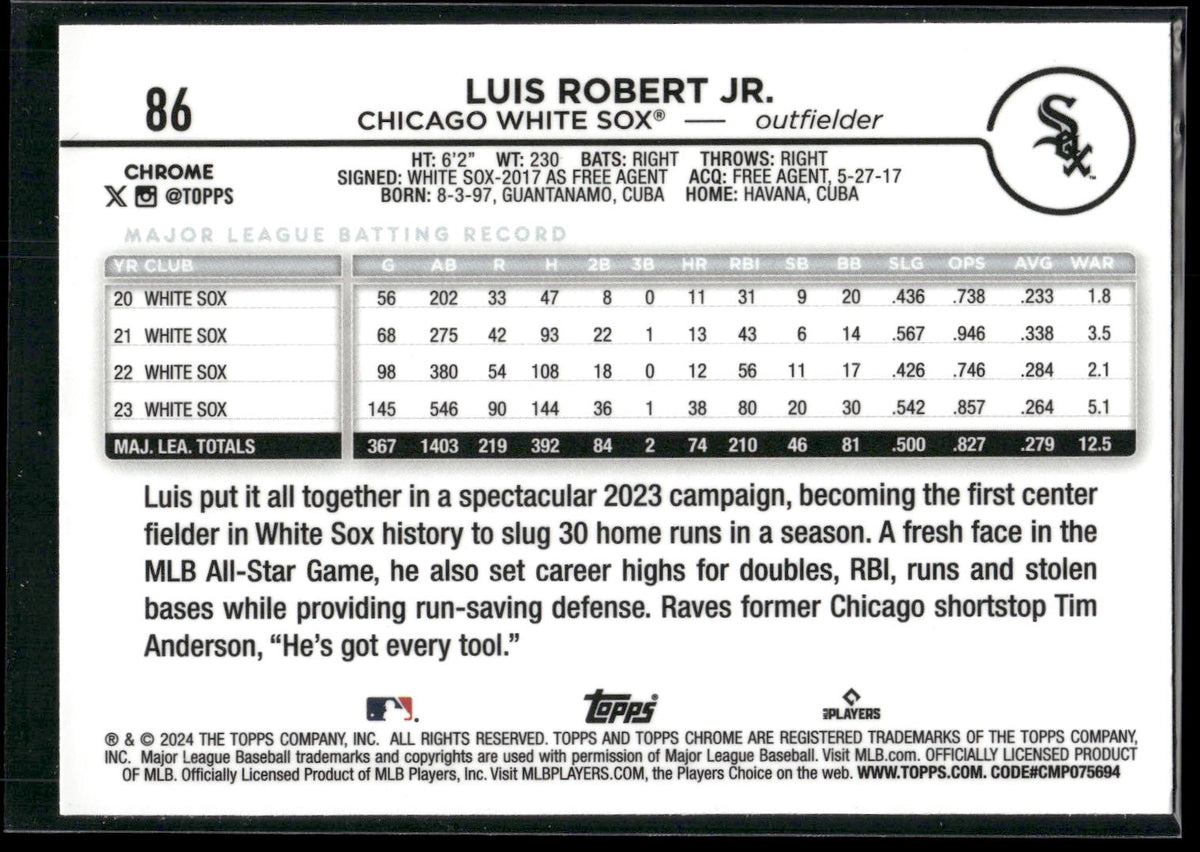 2024 Topps Chrome #86 Luis Robert Jr.