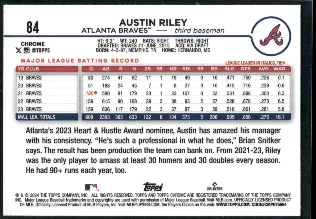 2024 Topps Chrome #84 Austin Riley