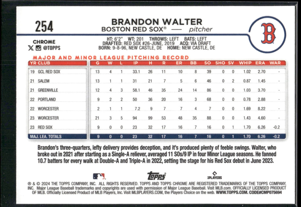 2024 Topps Chrome #254 Brandon Walter