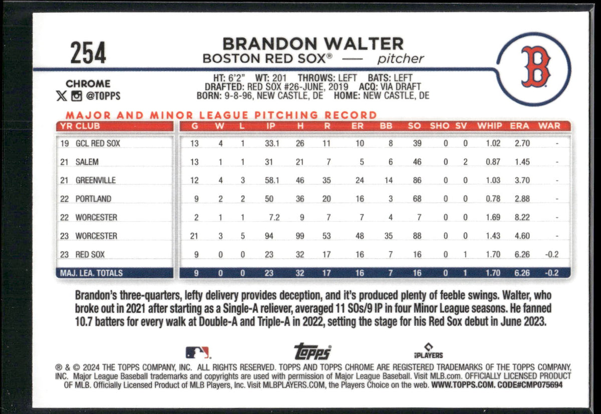 2024 Topps Chrome #254 Brandon Walter