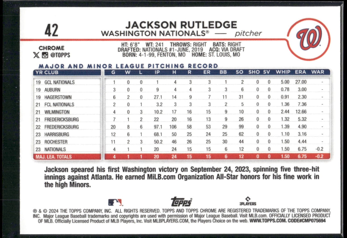 2024 Topps Chrome #42 Jackson Rutledge