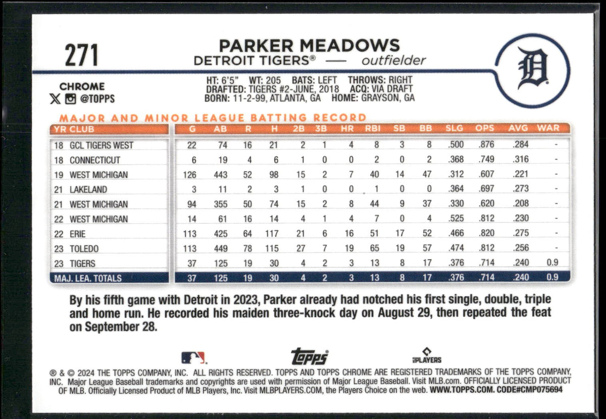2024 Topps Chrome #271 Parker Meadows