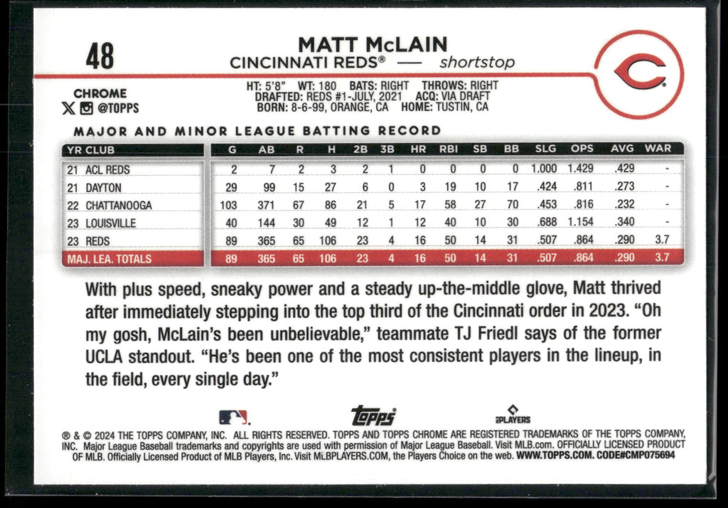 2024 Topps Chrome #48 Matt McLain