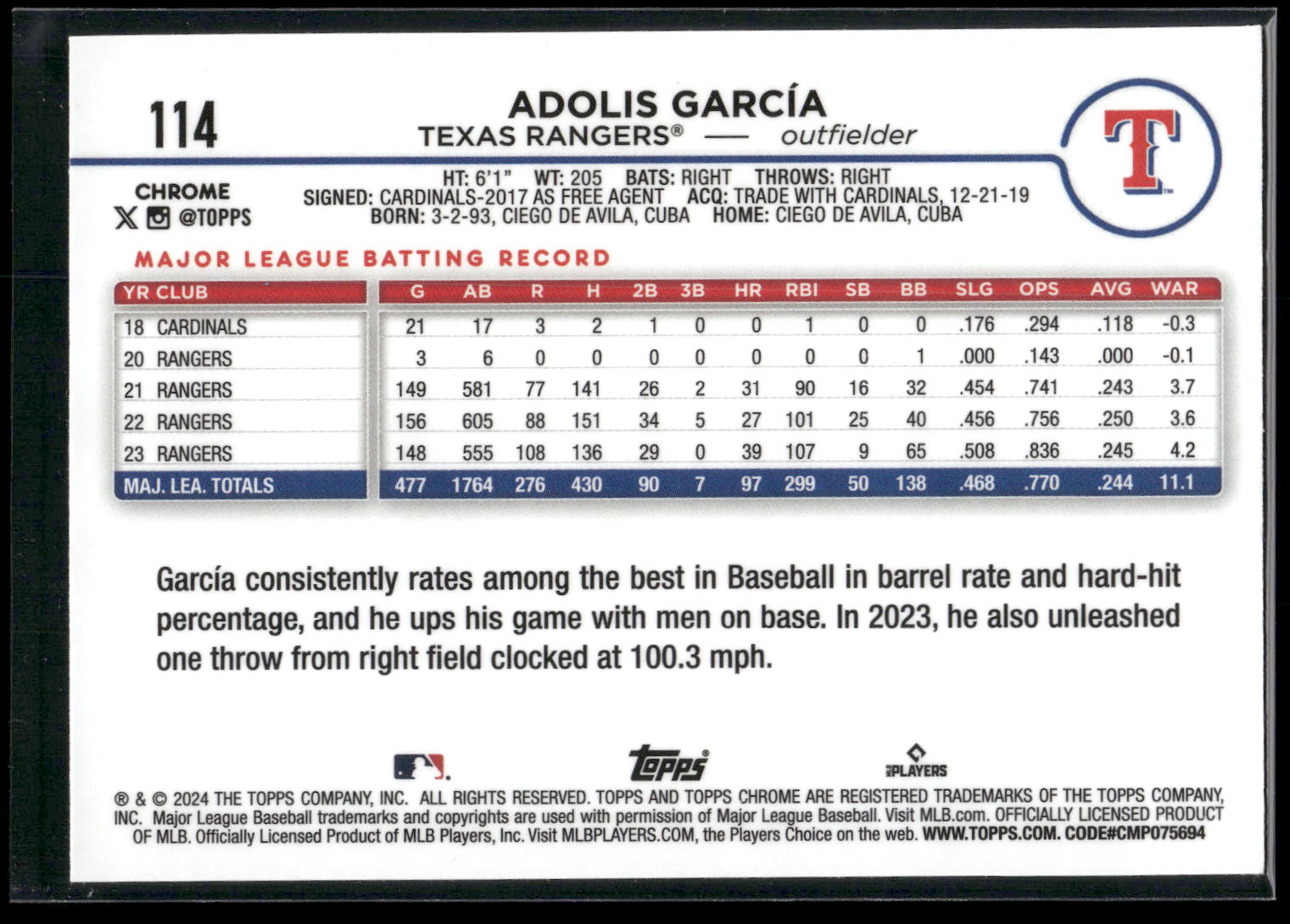2024 Topps Chrome #114 Adolis García