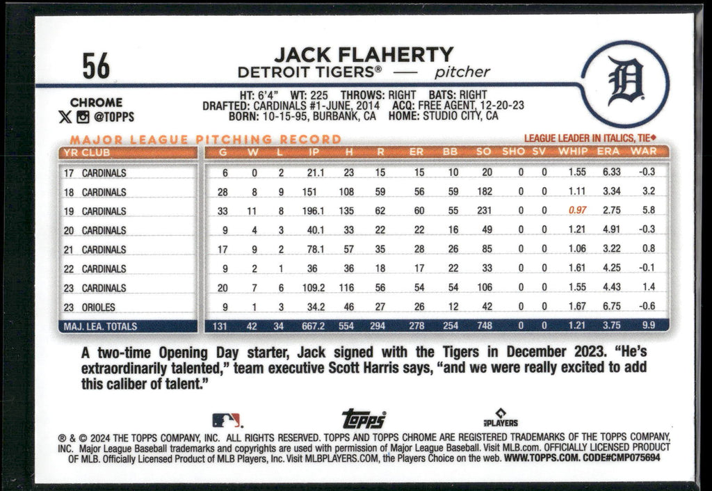 2024 Topps Chrome #56 Jack Flaherty