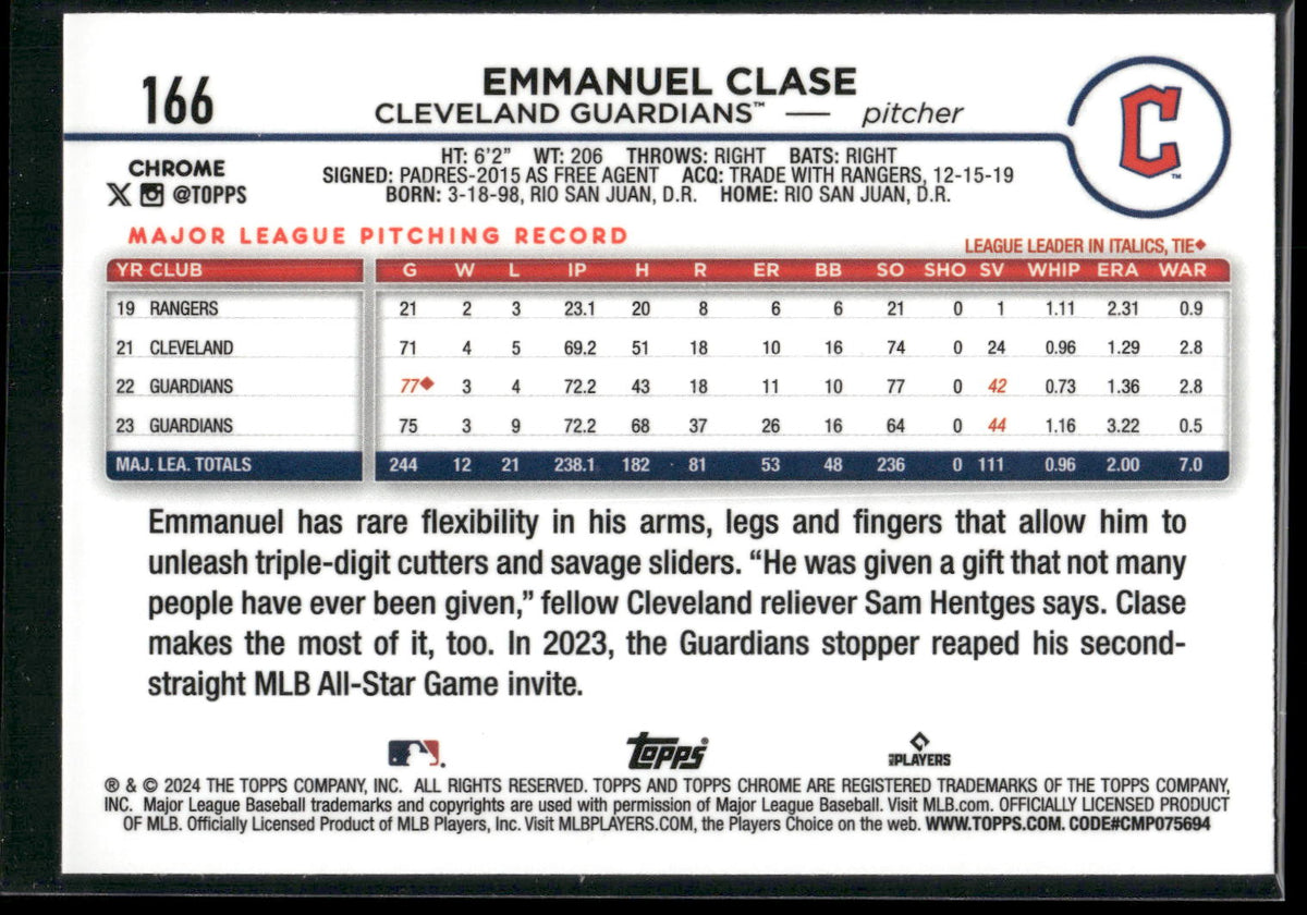 2024 Topps Chrome #166 Emmanuel Clase