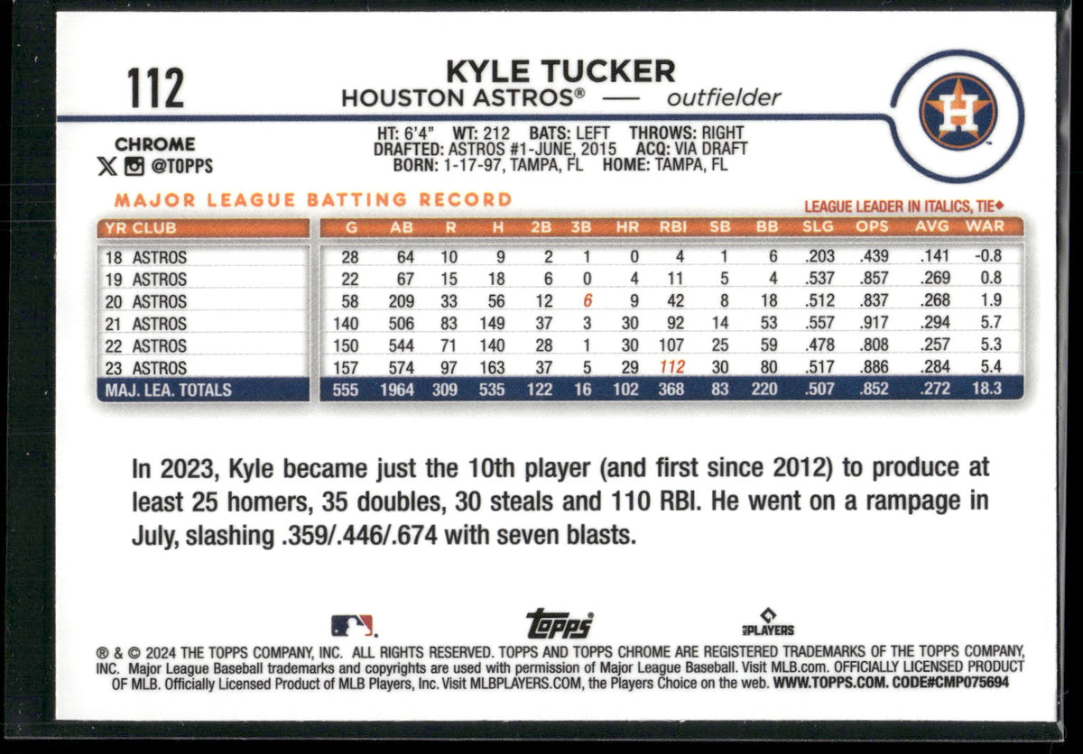 2024 Topps Chrome #112 Kyle Tucker