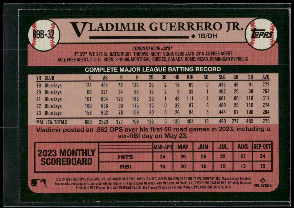 2024 Topps #89B-32 Vladimir Guerrero Jr.