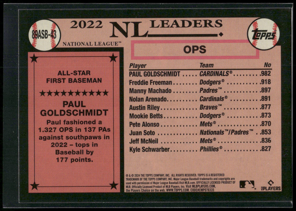 2024 Topps #89ASB-43 Paul Goldschmidt