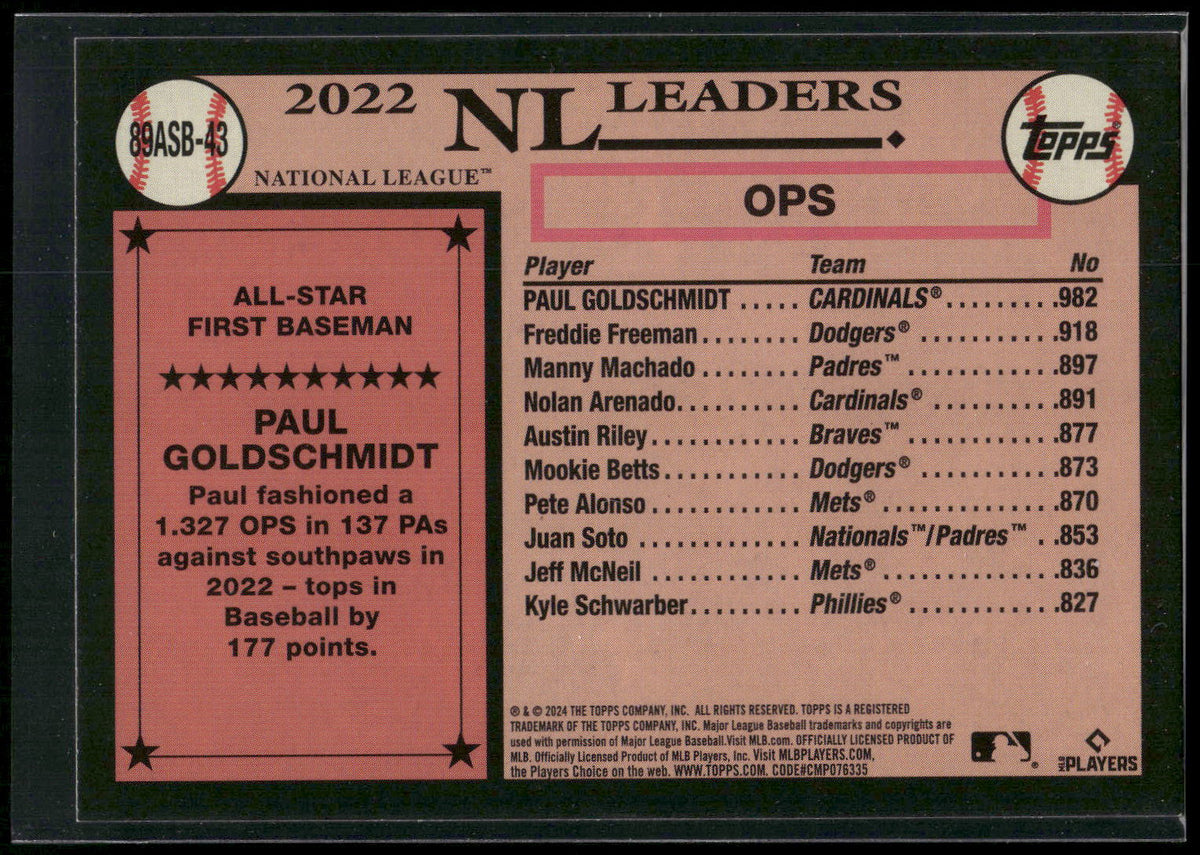 2024 Topps #89ASB-43 Paul Goldschmidt