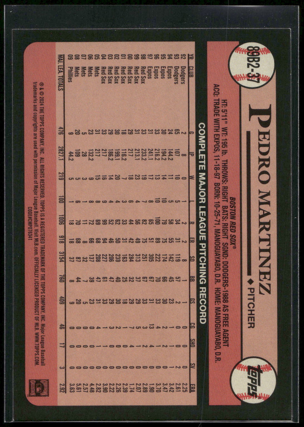 2024 Topps #89B2-37 Pedro Martinez