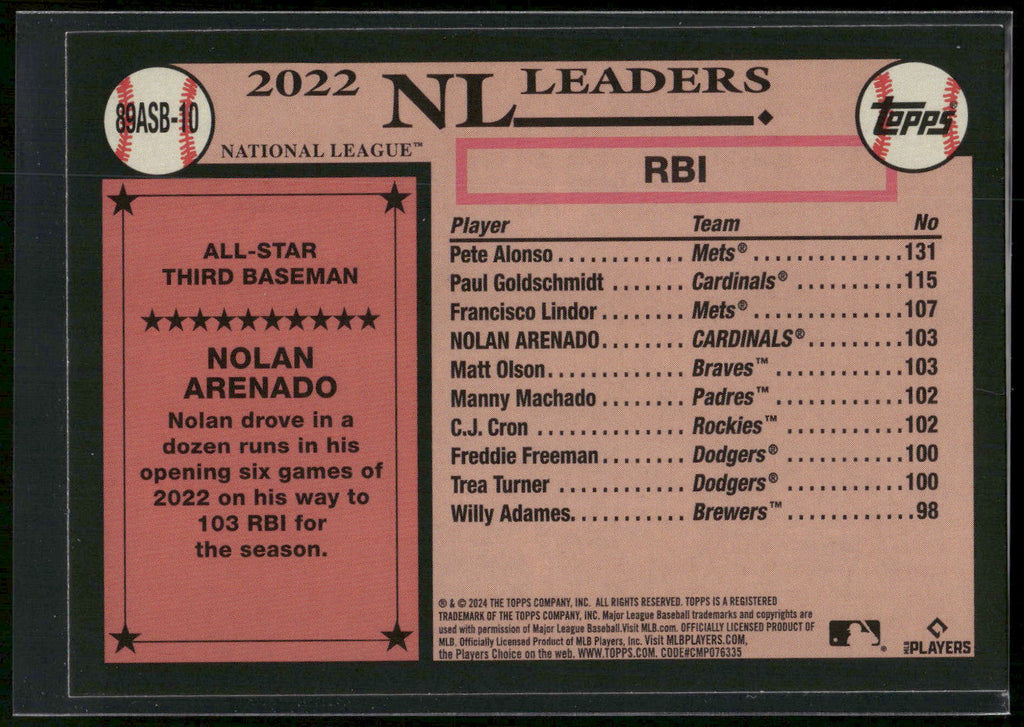 2024 Topps #89ASB-10 Nolan Arenado